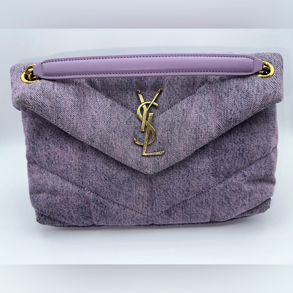 YSL Monogram Denim Lou Lou Puffer Bag